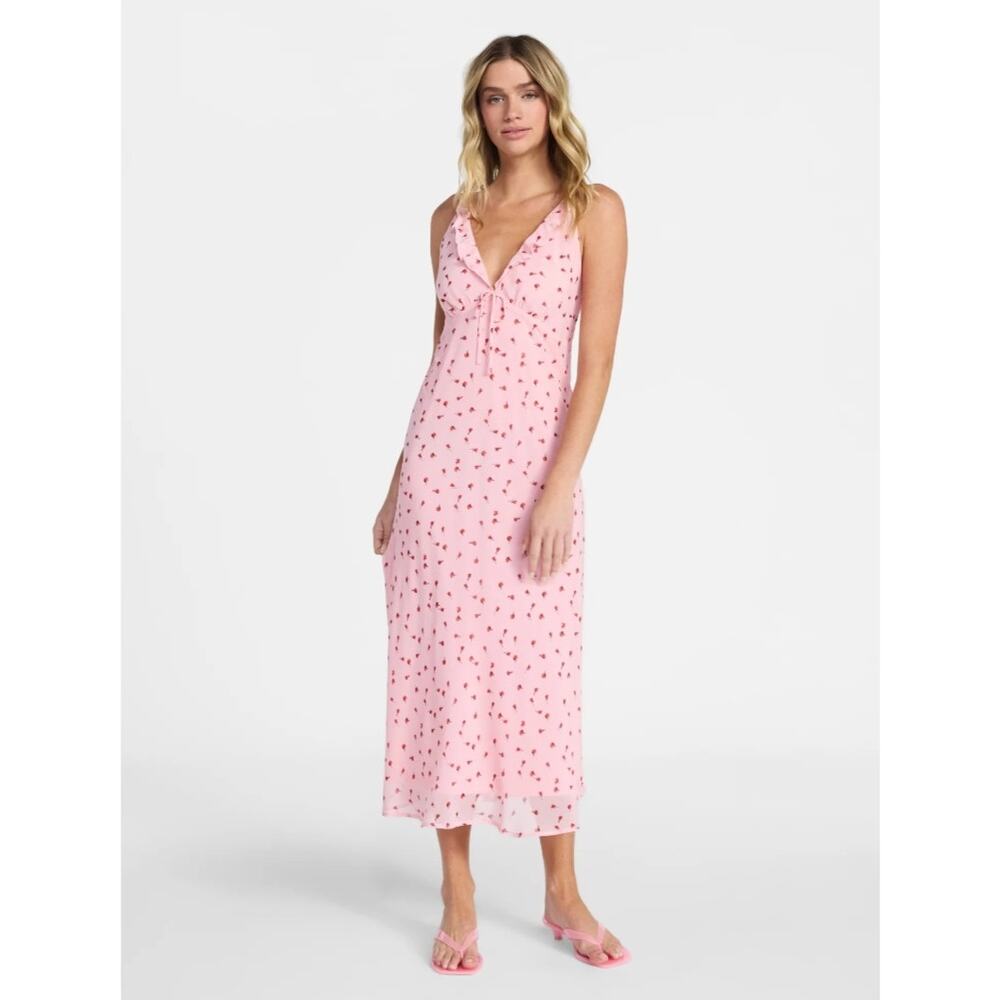 No Boundaries Sleeveless Pink Lemonade Slip Ruffle Midi Dress  Size: XS